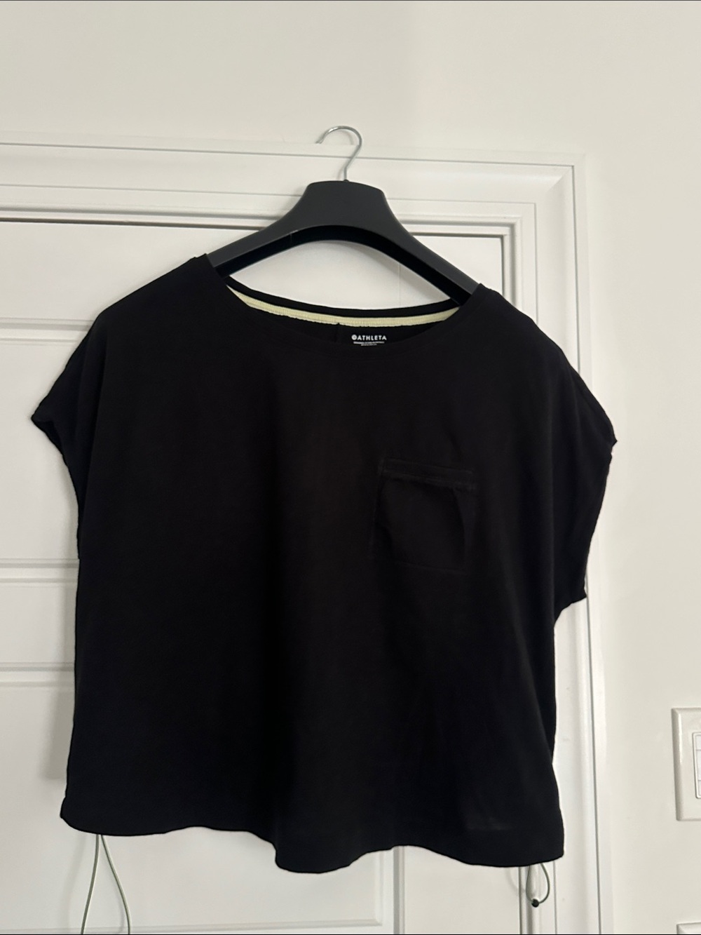Athleta Black Boxy Short-Sleeve Crop Tee with Chest Pocket